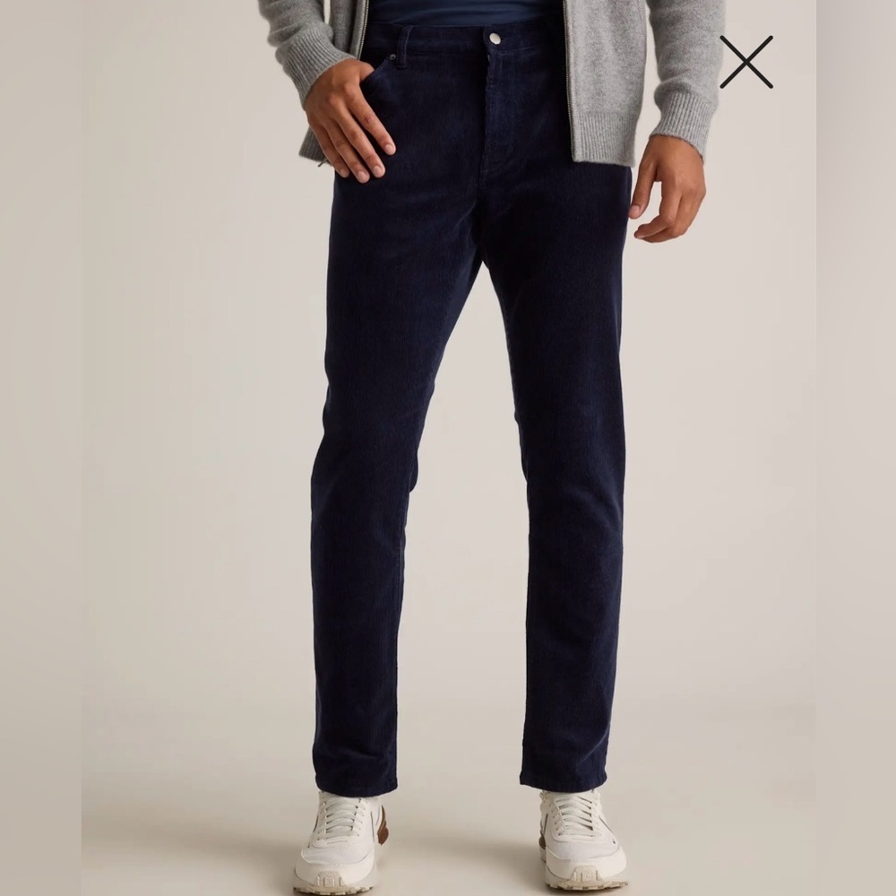 Quince Mens Organic Cotton Stretch Corduroy Jeans 5-Pocket Deep Navy Straight 36